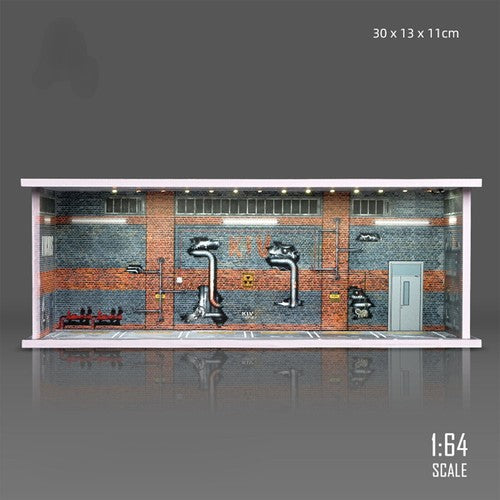 1/64 Car Garage Model LED Lighting Parking Lot Scene Display Diorama Toy Model