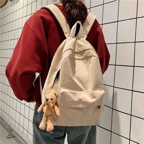 Fashion Corduroy Backpack Anti-theft Shoulder Bag School Backpacks Polyester 1PC