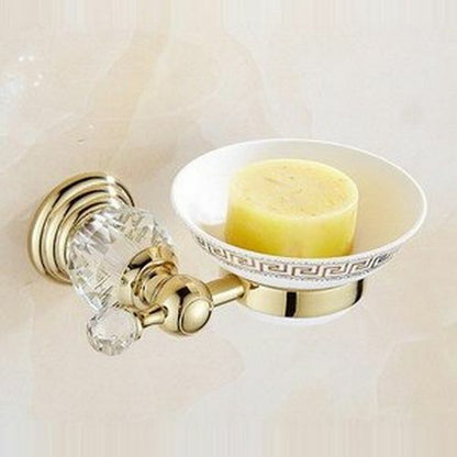 Luxury Crystal Bathroom Accessories Gold Polished Brass Wall Bath Hardware Sets