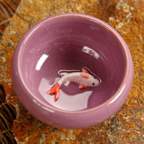 Tea Cup Ceramic Ice-Crackle Porcelain 8 Colors With Fish Pattern Kung fu Tea Set