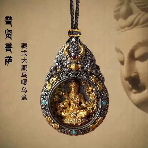 Tibetan Chinese Retro Handcarved Buddha Statue Pendant Amulet Necklace Jewelry