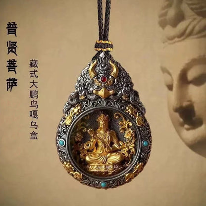 Tibetan Chinese Retro Handcarved Buddha Statue Pendant Amulet Necklace Jewelry