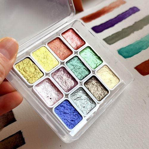 Watercolor Paints Metallic Pearlescent Solid Handmade Fine Art Painting Supplies