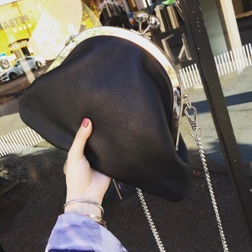 Handbag Vintage Simple Style Chain Clip Kiss Lock Shell Shoulder Messenger Bags