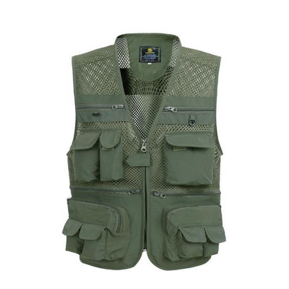 Summer Mesh Vest Men Casual Breathable Multi Pocket Waistcoat Baggy Vest With
