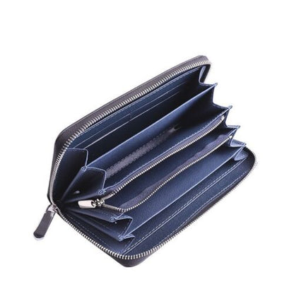 Wallet Carbon Fiber Microfiber Purse Cards Waterproof Non-Slip Long Zippered Bag