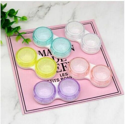 Contact Lens Case Box Mirror Women Mini Square Lovely Eyes Container Bag Travel