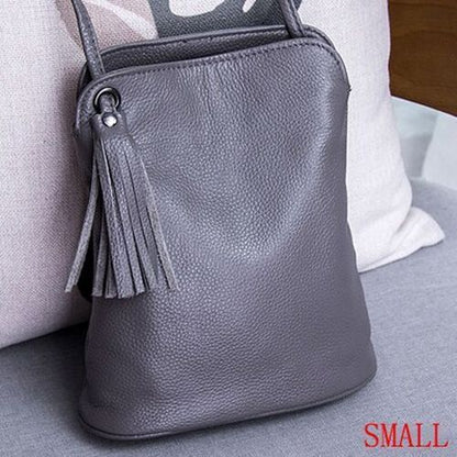Genuine Leather Tassel Crossbody Bag Small Shoulder Purse Money Messenger Bags