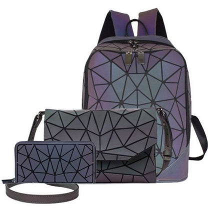 Luminous Bag Sequin Set Shoulder Bags School Backpack Holographic Purse Softback