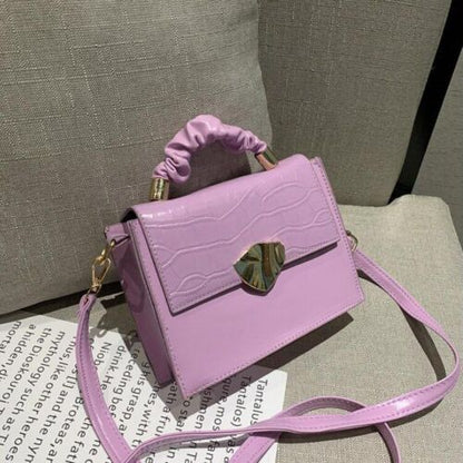 Small Handbag Synthetic Leather Shoulder Bag Crossbody Flap Bag 19*15*7CM Purple