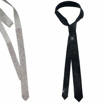 Men Necktie Black Laser Crystal Rhinestone Tie Wedding Party Prom Wear 120x4.5cm
