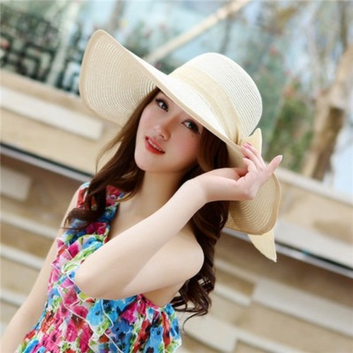 Beach Grass Hat Women Beach Summer Sun Hat Sun Holiday Sun Hat with Wide Brim