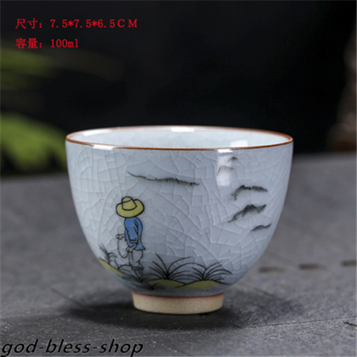 Ruyao Master Cup Crackle Glaze Handpainted Tea Cup 100ml Chinese Kungfu Tea Cups