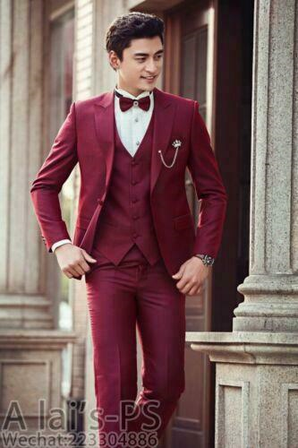 Men's Wedding Suit Business Party Tuxedo Groom Blazers Jacket Vest Pants Set New