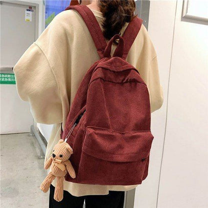 Fashion Corduroy Backpack Anti-theft Shoulder Bag School Backpacks Polyester 1PC