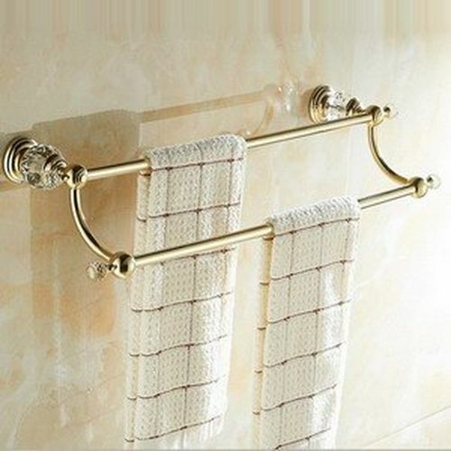 Luxury Crystal Bathroom Accessories Gold Polished Brass Wall Bath Hardware Sets