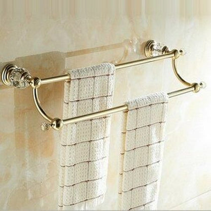 Luxury Crystal Bathroom Accessories Gold Polished Brass Wall Bath Hardware Sets