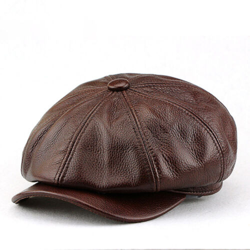 Men Real Leather Beret autumn Winter Hats Painter Newsboy Cap Vintage Style Hat