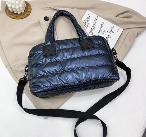 Cotton Messenger Bag Black Padded Handbag Large Shoulder Handbag 33*12*21 CM Bag