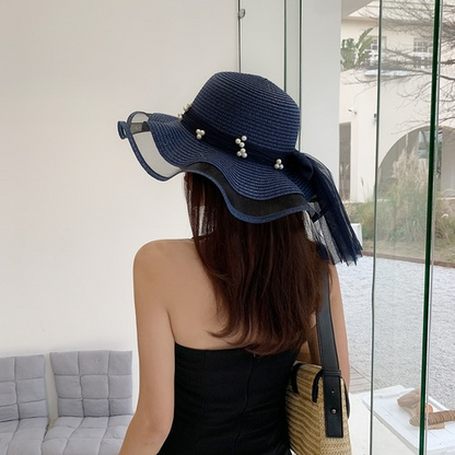 Foldable Wide Brim Floppy Girls Straw Hat Sun Hat Beach Summer Hat Protect Cap