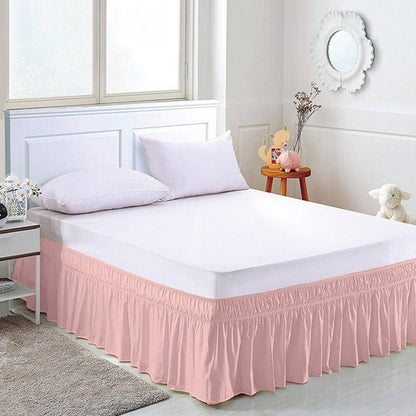 Wrap Around Bed Skirts Drop Solid Color Elastic Bed Skirt Queen King Full Dust