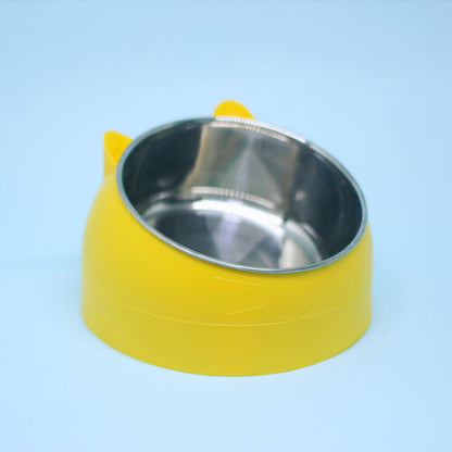 Pet Cat Elevated Stand Cat Dish Stainless Steel Tilted Raised Food Water Bowl