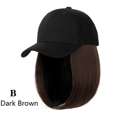 Baseball Cap Wig Kinky Straight Hat Synthetic Hair Wigs Natural Adjustable Hat