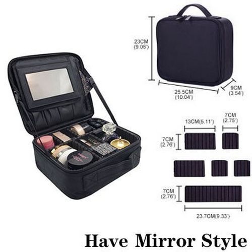Makeup Case Traveling Cosmetic Bag Make Up Storage Box Nail Tool Suitcases Solid