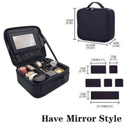 Makeup Case Traveling Cosmetic Bag Make Up Storage Box Nail Tool Suitcases Solid