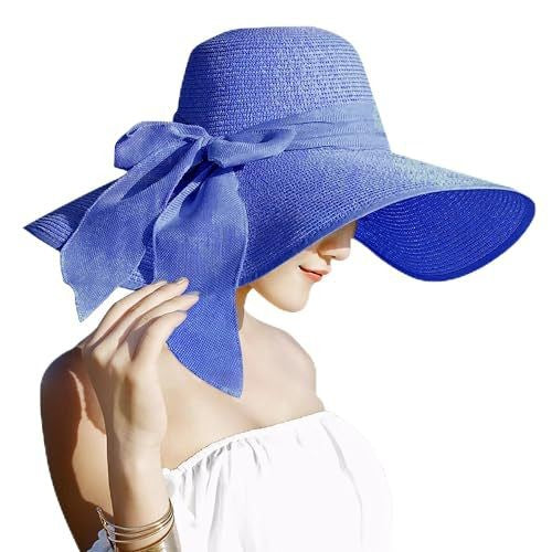 Womens Bowknot Straw Hat Foldable Beach Sun Hat Roll up Summer Caps 12 color