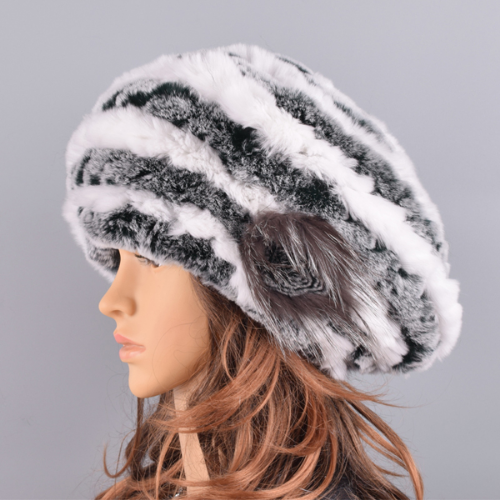 Berets Caps Women Rabbit Fur Hat Causal Warm Knitted Caps Outdoor Volume Hats