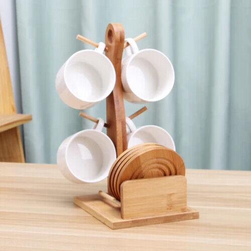 Ceramic Coffee Cup Household Mug Hanging Water Cup Set Kitchen Tea Set Bamboo