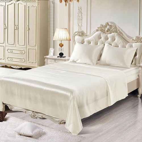 Comfortable Satin Silk Fitted Sheet Bed Flat Sheet Set Bedding Set Pillow Case