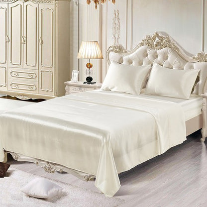 Comfortable Satin Silk Fitted Sheet Bed Flat Sheet Set Bedding Set Pillow Case