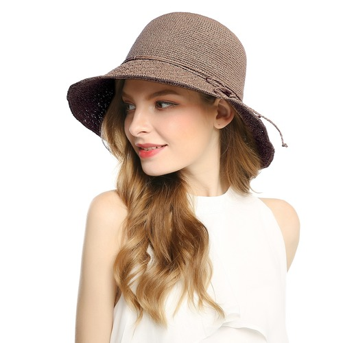 Yarn Hat Women Big Bow Feather Flower Sun Protect Hat Elegant Wedding Sea Beach
