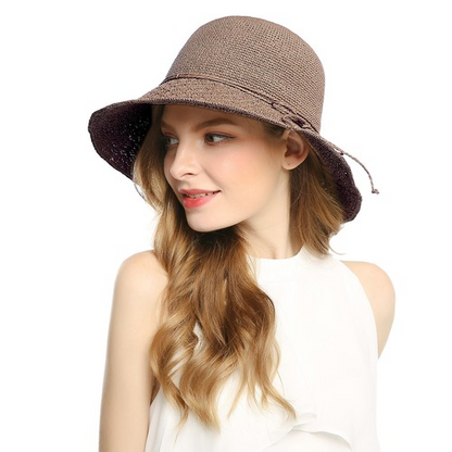 Yarn Hat Women Big Bow Feather Flower Sun Protect Hat Elegant Wedding Sea Beach