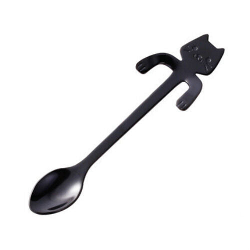 Tea & Coffee Spoon Food-grade Stainless Steel Cat Handle Scoop Drinking Flatware