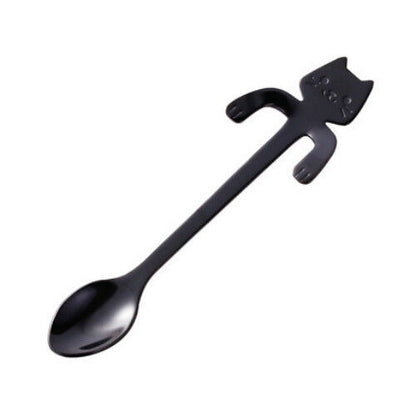 Tea & Coffee Spoon Food-grade Stainless Steel Cat Handle Scoop Drinking Flatware