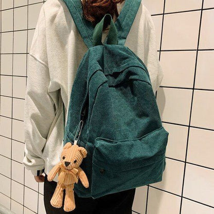 Fashion Corduroy Backpack Anti-theft Shoulder Bag School Backpacks Polyester 1PC