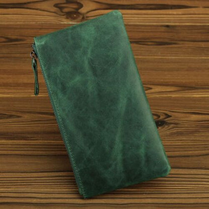 Wallet Genuine Leather Phone Bag Long Retro Ultra-Thin Leather Clutch Solid 1PC