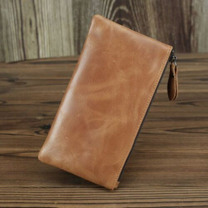 Wallet Genuine Leather Phone Bag Long Retro Ultra-Thin Leather Clutch Solid 1PC