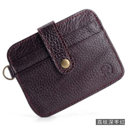 Genuine Leather Thin Wallet Credit Card Holder Key Holder Bag Cash Purse Cotton