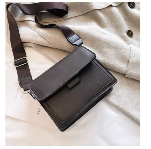 Small Flap Crossbody Shoulder Leather Bag Totes Solid Handbag Square Travel Bags