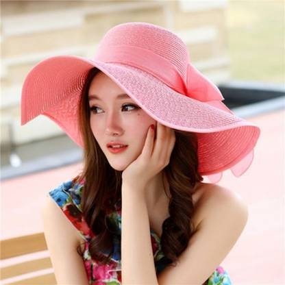 Beach Grass Hat Women Beach Summer Sun Hat Sun Holiday Sun Hat with Wide Brim