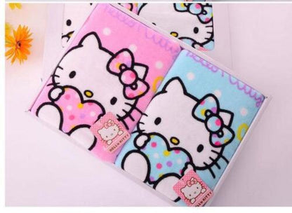 2 Piece Hello Kitty Cartoon Hand Towel Bath Towel Face Wash Cotton