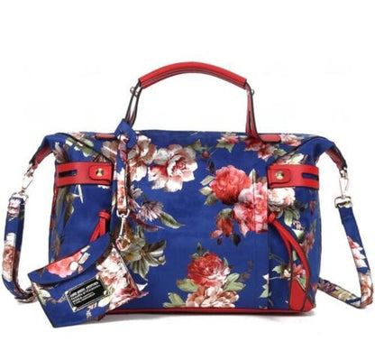 Floral Print Tote Handbag Elegant Colorful Purse Synthetic Leather Bags 35*13*29