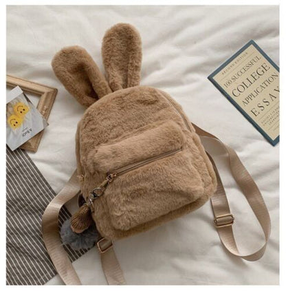 Embroidery Plush Bunny Backpack Rabbit Traveling Shoulder Bags Plush 20*25*10 CM