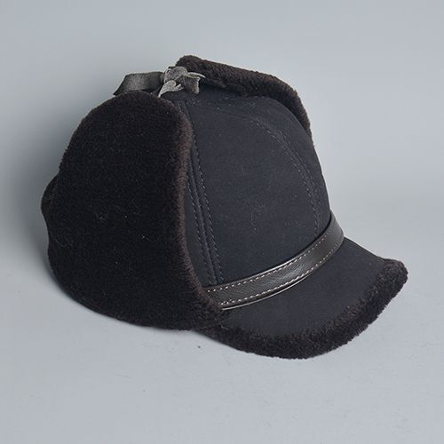 Men Bomber Hats Leather Fur Lamb Wool Warm Winter Thicken Earflaps Baseball Caps