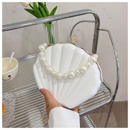 Evening Bags Shell Shape Clutch Bags Handbag Pearl Beaded Shell Chain Party Bags