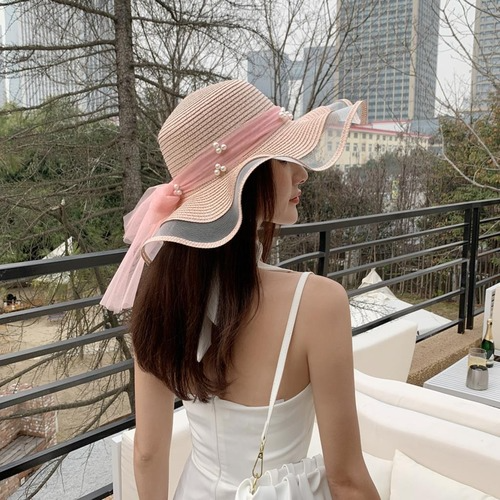Foldable Wide Brim Floppy Girls Straw Hat Sun Hat Beach Summer Hat Protect Cap